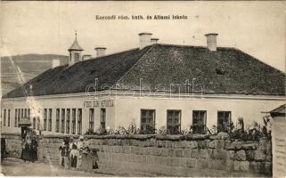 1914 Korond, Corund; római katolikus és állami iskola. Ifj. Szállasy József kiadása, Ruczeszdorfer fényképész felvétele / school (fa)