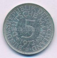 NSZK 1972D 5M Ag fóliatokban T:AU-XF, kis patina FRG 1972D 5 Mark Ag in foil packing C:AU-XF, small patina Krause KM# 112.1