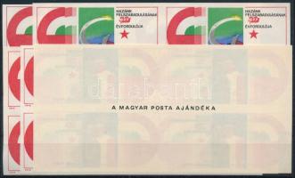 1975 Felszabadulás (VI.) ajándék vágott négyestömb sor / Mi 3026-3030 imperforated set in blocks of 4