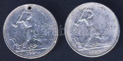 Szovjetunió 1924. 50k Ag (2x) T:3 ph. egyiken ly.