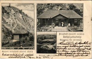 1903 Székelyudvarhely, Odorheiu Secuiesc; sóskerti melegfürdő, Solymossy féle jód-brómos sósfürdő, sóskerti hidegfürdő / spa + " SZÉKELY UDVARHELY - SEGESVÁR 134. SZ." vasúti mozgóposta bélyegző (EB)