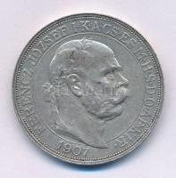 1907KB 5K Ag "Ferenc József megkoronázásának 40. évfordulója" T:VF patina Adamo K7.1