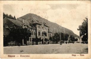 1925 Barcarozsnyó, Rozsnyó, Rasnov, Rosenau; Piata / Platz / tér. Hermann Pfaff kiadása / square (gyűrődések / creases)