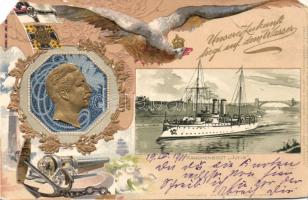 Gunboat Jltis with german military propaganda Emb. litho (EM)