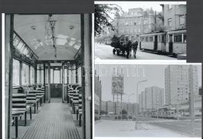 cca 1975 előtti felvételek budapesti villamosokról, 5 db modern nagyítás, jelzés nélkül, 15x21 cm és 10x15 cm között