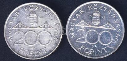 1993-94. 200Ft Ag "MNB" + "Deák" T:2,2/3 k. ph