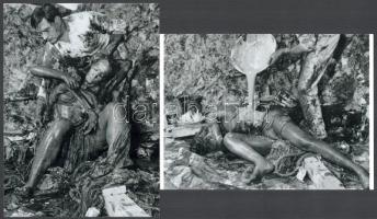 cca 1969 A "bécsi akcionista művészek" performansza, 2 db modern nagyítás, jelzés nélkül, 15x21 cm