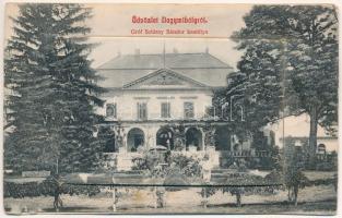 1908 Nagymihály, Michalovce; Gróf Sztáray Sándor kastélya. leporellólap 10 képpel, közte Landesmann Vilmos-féle gőzmalom és villanytelep. Landesmann B. kiadása / castle. leporellocard with 10 pictures, including steam mill and electric plant (ragasztónyom / glue marks)