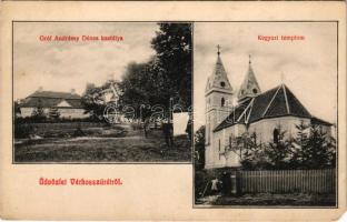 Várhosszúrét, Krasznahorka-Hosszúrét, Krásnohorská Dlhá Lúka; Gróf Andrássy Dénes kastélya, Kegyúri templom. Fogyasztási szövetkezet kiadása / castle, Catholic church (EM)