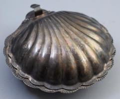 Ezüstözött kaviárkínáló, üveg betéttel, 12x12 cm