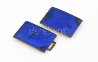 Zománcozott réz övcsat, jelzett, 2x6 cm