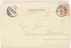 1899 (Vorläufer) Csíkgyimes, Gyimes, Ghimes; Grenze, Kirche, Station / román határ, templom, vasútál...