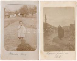 BALKÁN - 19 db RÉGI fotós képeslap: gyerekek, mecset, piac, kézművesek / 19 pre-1945 photo postcards...