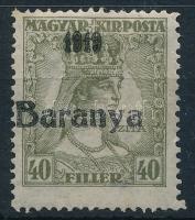 Baranya I. 1919 Zita 40f antikva felülnyomással / Mi 38 with antique numbers Certificate: Bodor