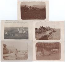 SZERBIA - 5 db RÉGI első világháborús katonai fotós képeslap: mecset, tábor / 5 pre-1945 WWI military photo postcards: mosque, camp in Serbia