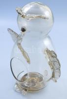 Retro lengyel füstszínű üveg cukorkakínáló, jelzés nélkül, aljánál repedésvonallal, m: 30 cm