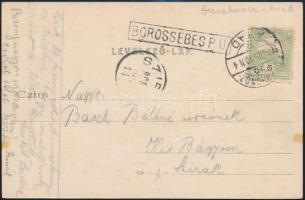 1906 Képeslap GURAHONCZ-ARAD 20.SZ. vasúti + BOROSSEBES pályaudvari bélyegzéssel / Postcard with railway and postal agency postmarks