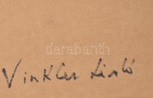 Vinkler László (1912-1980): Kompozíció, monotípia, papír jelzett a hátoldalon, üvegezett keretben 30...