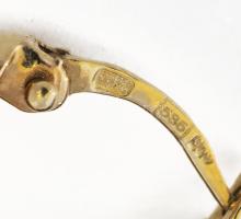 Arany (Au) 14K fonott mintás fülbevalópár, jelzett, d: 1,9 cm, nettó: 5 g