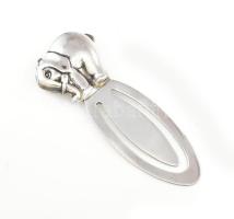 Ezüst(Ag) plasztikus elefántos könyvjelző, jelzés nélkül, 7,2×2,7 cm, nettó: 10,5 g