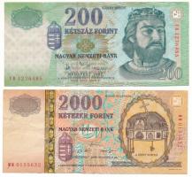 2000. 2000Ft "Millennium" + 2007. 200Ft "FB" T:F