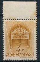 1939 Templom (I.) 4f ívszéli bélyeg papírránccal (kis rozsda az ívszélen)