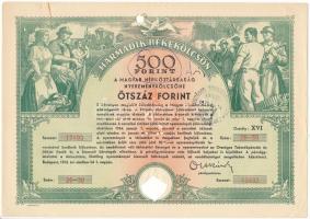 Budapest 1952. "Harmadik Békekölcsön - a Magyar Népköztársaság nyereménykölcsöne" 500Ft értékben, szárazpecséttel, lyukasztással érvénytelenítve T:F folt, kisebb beszakadások, amúgy szép papír