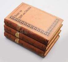 Budge, E[rnest] A[lfred] Wallis: The Book of Dead I-III. The chapters of coming forth by day or the Theban recension of the book of the dead. The Egyptian hieroglyphic text edited from numerous papyri by - -. Volume I.: Chapters I-LXIV. Volume II.: LXV-CLII. Volume III.: Chapters CLIII - CXC and appendices. Books on Egypt and Chaldea XXVIII-XIX. London, 1910., Kegan Paul, Trench, Trübner &amp; Co., (Vienna, Adolf Holzhausen-ny.), LXVIII+200 p.; 4+292 p.; 4+305 p. Első kiadás.  Sir Ernest Alfred Thompson Wallis Budge (1857-1934) angol egyiptológus, orientalista és filológus, a British Museum munkatársa, aki számos művet publikált az ókori Közel-Keletről. A British Museum megbízásából számos utat tett Egyiptomba és az Angol-egyiptomi Szudánba, hogy régiségeket vásároljon, és segítsen felépíteni British Museum gyűjteményét.1920-ban lovaggá ütötték az egyiptológia és a British Museum szolgálatáért.  Kiadói egészvászon-kötések, kopott, foltos borítókkal, a gerinceken címkékkel, régi intézményi bélyegzésekkel, ex libris-szekkel, a II. kötet részben felvágatlan, a III. kötet felvágatlan lapokkal. / Budge, E[rnest] A[lfred] Wallis: The Book of Dead I-III. The chapters of coming forth by day or the Theban recension of the book of the dead. The Egyptian hieroglyphic text edited from numerous papyri by - -. Volume I.: Chapters I-LXIV. Volume II.: LXV-CLII. Volume III.: Chapters CLIII - CXC and appendices. Books on Egypt and Chaldea XXVIII-XIX. London, 1910., Kegan Paul, Trench, Trübner &amp; Co., (Vienna, Adolf Holzhausen), LXVIII+200 p.; 4+292 p.; 4+305 p. First edition. Linen-binding, with spotty and worn cover, with labels on the spines, with old stamps, with ex libris, the 3rd book with uncut pages, the 2nd book with partly uncut pages.