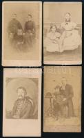 cca 1865 4 db keményhátú fotó magyarországi műtermekből, 10,5×6,5 cm