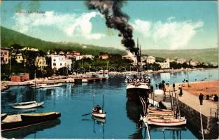 Abbazia, Opatija; Hafen / kikötő, gőzhajó / port, steamship (kopott sarkak / worn corners)