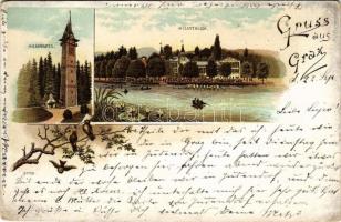 1898 (Vorläufer) Graz (Steiermark), Hilmwarte, Hilmteich. Druck u. Verlag v. Louis Glaser Art Nouveau, litho (EK)