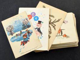 Kb. 110 db MODERN magyar retro grafikai üdvözlő képeslap, Képzőművészeti Alap