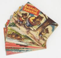 1957-1961 Dörmögő Dömötör c. folyóirat 19 száma, közte I. évf. 2. sz., és a II. évf. 5-8,11. számai is. Változó állapotban.