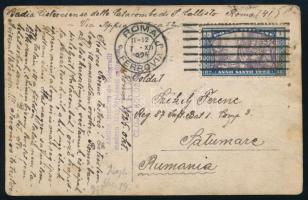 1925 Székely Jeromos trappista szerzetes fotólapja, Kolozsváron készült, de Rómából küldve, 13×9 cm