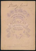 cca 1900 Platthy Gyula ügyvéd aláírt fotója, keményhátú fotó Klösz György budapesti műterméből, 16,5...