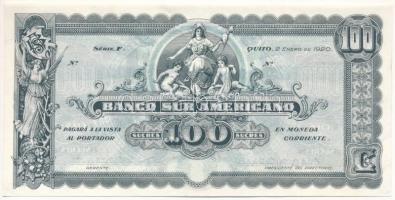 Ecuador 1920. 100S "F" T:AU nagyobb sarokhajlás Ecuador 1920. 100 Sucres "F" C:AU rather large corner bend Krause S254.