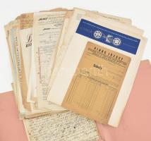 cca 1930-1940 Kb 100 db reklámos, fejléces számla és okmány.
