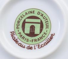 Porcelaine d'Auteuil Paris 4 személyes osztrigakínáló tál szett, klf francia osztriga lelőhelye...