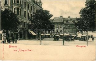 1898 (Vorläufer) Klagenfurt (Kärnten), Obstplatz / market square, shop of Josef Rainer. Alois Beer No. 11. (EK)