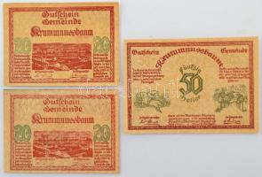 Ausztria / Krummnussbaum 1920. 20h (2xklf) + 50h szükségpénz T:AU, enyhe vágáshiba Austria / Krummnussbaum 1920. 20 Heller (2xdiff) + 50 Heller necessity money (notgeld) C:AU, slightly cutting error