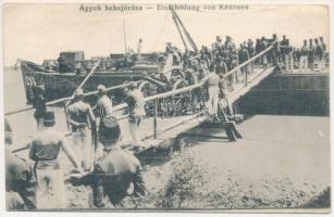 Ágyúk behajózása / Einschiffung von Kanonen / WWI Austro-Hungarian K.u.K. military cannon embarkation (ázott / wet damage)