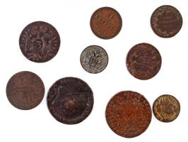 1762K 1kr Cu "Mária Terézia" + 1782B 1kr Cu "Mária Terézia" 1800B 3kr Cu "I. Ferenc" + 1800B 6kr Cu "I. Ferenc" + 1812B 3kr Cu "I. Ferenc" + 1816S 1/4kr Cu + 1851A 1/2kr Cu + 1851B 1kr Cu + 1861B 4kr Cu T:2-,3