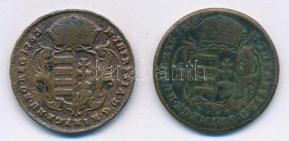1763-1766. 1 Denár Cu "Mária Terézia" (2x) T:2-,3 Huszár: 1756., Unger III.: 1278