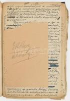 cca 1920-1930 Dvihally Géza (1878-1945) hírlapíró, az ,,Esztergom" c. politikai hetilap és az ,,Esztergomi Friss Ujság" c. politikai napilap (Esztergom első napilapja) szerkesztője ,,A munkásszervezésről" c. kiadatlan művének szerzői kézirata, kb. 160 beírt oldal, benne kézzel rajzolt ábrákkal, javításokkal, jegyzetekkel (a végén néhány egyéb, más kéztől származó feljegyzés is, pl. Dvihally Géza munkásságáról írt összefoglalás)