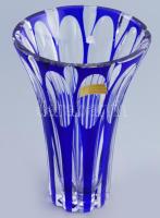 Beyer német ólomkristály váza anyagában színezett, többrétegű, hibátlan 19 cm