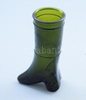 Formába préselt üvegcsizma asztaldísz, m: 16 cm