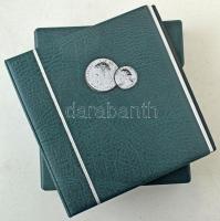 "NUMIS" zöld műbőr négygyűrűs bankjegyberakó album tokkal és 28db berakólappal (benne 2db egyesosztású, 3db kettesosztású és 23db hármasosztású lap) használt, de jó állapotban