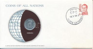 Venezuela 1977. 1B "Nemzetek pénzérméi" felbélyegzett borítékban, bélyegzéssel T:AU 
Vene...