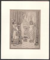 Helbing Ferenc (1870-1958): Táncosnő, nyomat, paszpartuban, jelzett, 19×15 cm