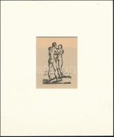 Derkovits Gyula (1894-1934): Aktok, nyomat, hátoldalról átütő nyomtatás, jelzés nélkül, paszpartuban...